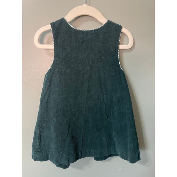 Vintage Samara Dark Green Corduroy Sleeveless Jumper Dress with Puppies. Sz 2T. - Picture 5 of 5